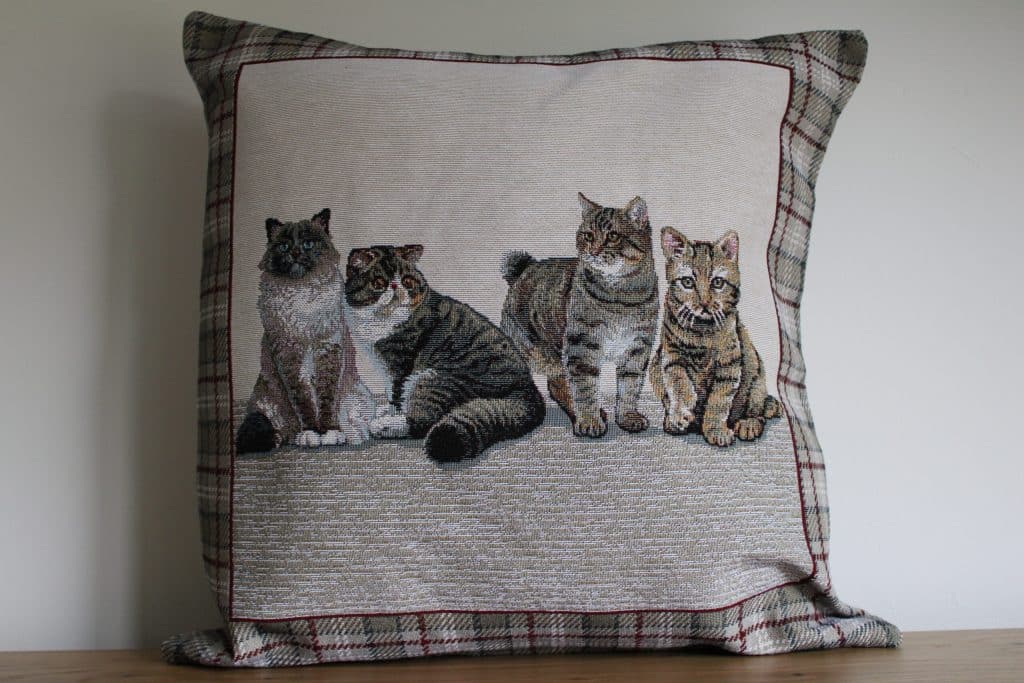 Housse de coussin jacquard Chats à carreaux – vue d’ensemble