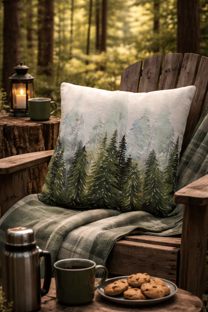 Housse de coussin jacquard Sapin 45 × 45 ou 30 × 60 cm – vue d’ensemble