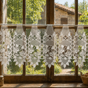 Brise-bise en macramé Fleurs
