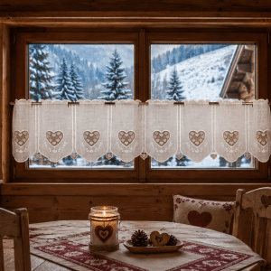 Brise-bise Verbier cœurs déco chalet