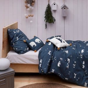 Linge de lit Banquise bleu nuit à motifs d’animaux polaires