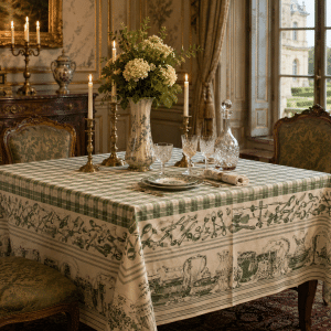 Nappe Chenonceau verte 170 × 270 cm – vue d’ensemble