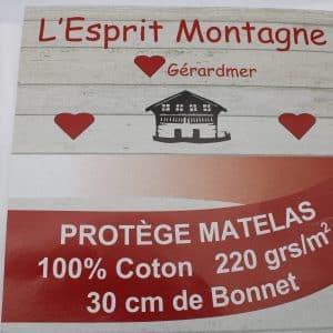 Protège-matelas L’Esprit Montagne en molleton 100 % coton 220 g/m², bonnet 30 cm