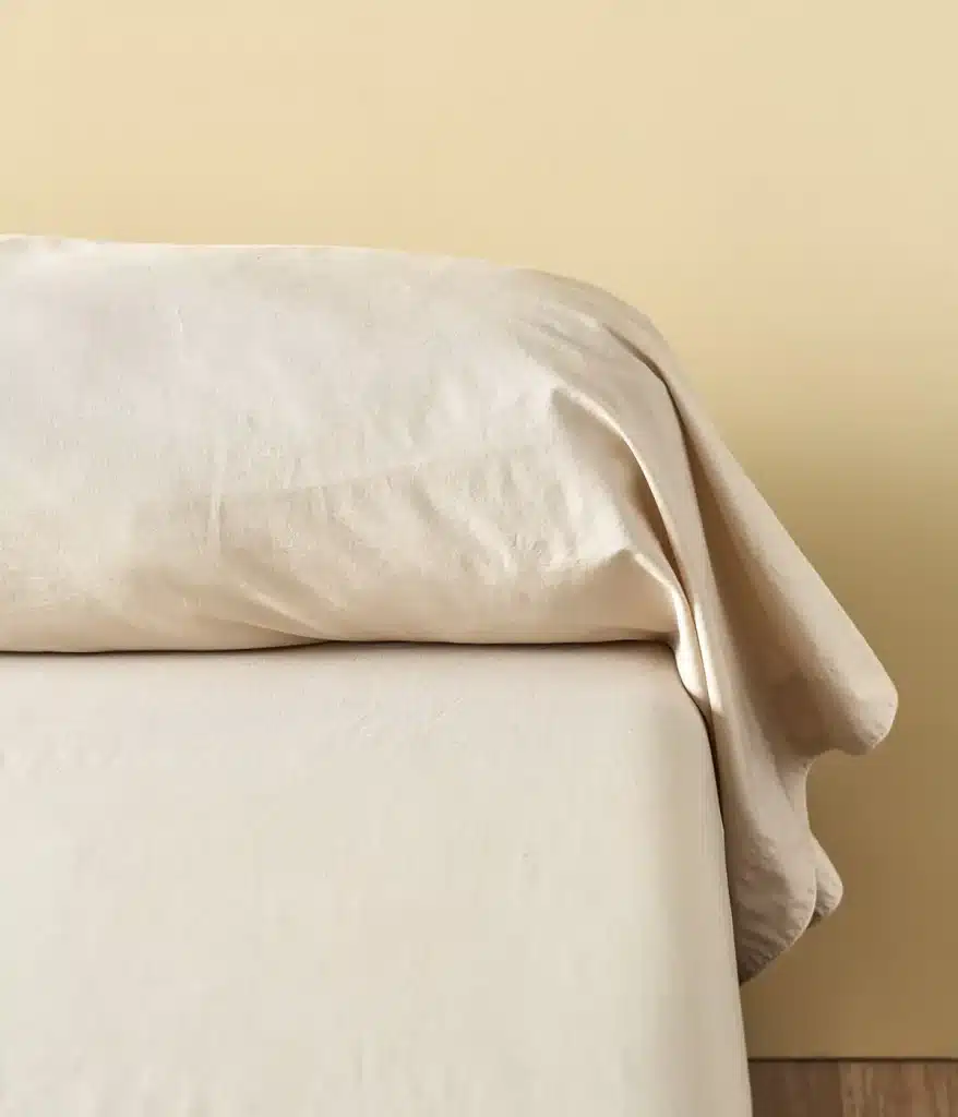 Taie de traversin en percale lavée beige épeautre Sylvie Thiriez