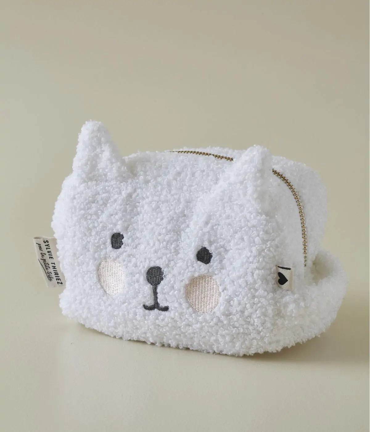 Petite trousse Petit cœur en polaire bouclée avec oreilles de chat – Sylvie Thiriez